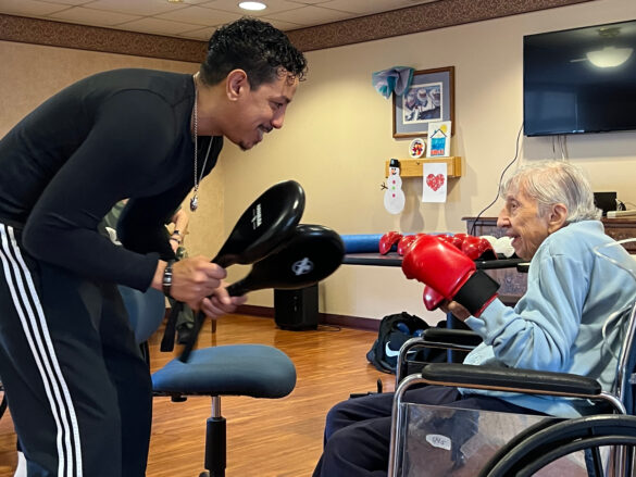 Island Nursing and Rehab Center residents practice chair boxing for cardio health